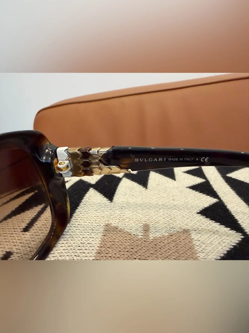 Bvlgari Vintage Tortoiseshell Sunglasses Gold Serpenti Detail Italy - Picture 3 of 7
